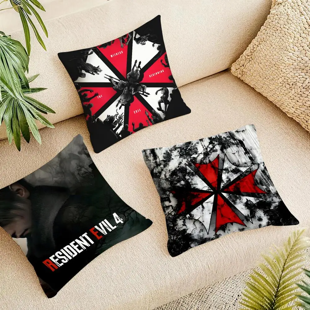 Hot Game Resident Evil Cushion Cover Short Plush Pillowcase, Washable Wrinkle Resistant Cover for Bedroom Gift