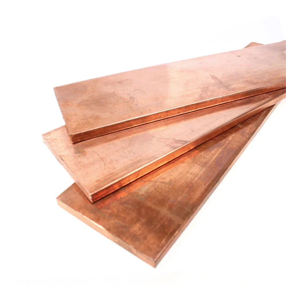 1pcs Length 100/250/500mm T2 Red Copperen Flat Bar Strip Pure Copperen Plate CNC DIY Material Thickness 1/1.5/2/3/4/5/6/10mm
