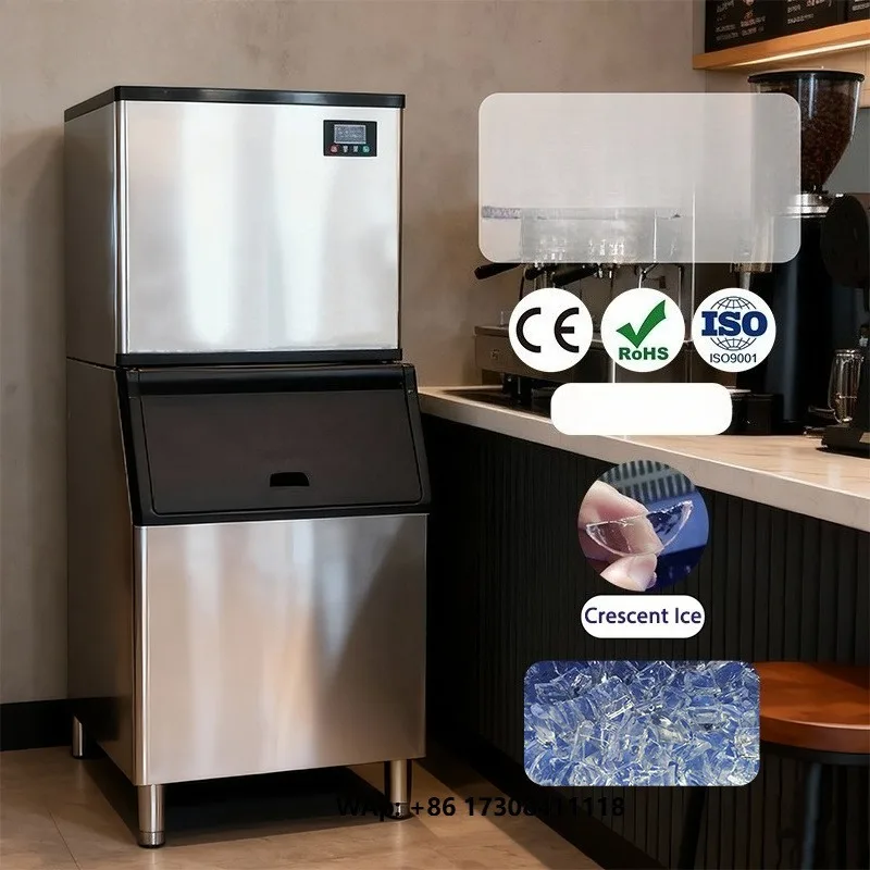 230kg Crescent Ice Maker Machine Commercial Industrial Ice Making Machine  for Sale Stainless Steel Commercial Ice Maker Factory