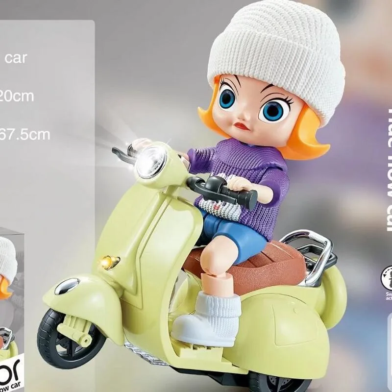 Labubu Doll Mini Electric Motorcycle for Labubu Toy Monsters Dolls Accessories Electric Rotating Sound and Light Children's Toy