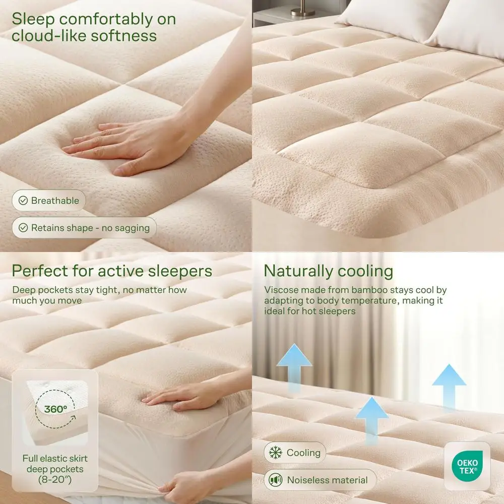 

Двойной наматрасник из бамбуковой вискозы — ультрамягкая подушка для поддержки спины и комфорта охлаждения