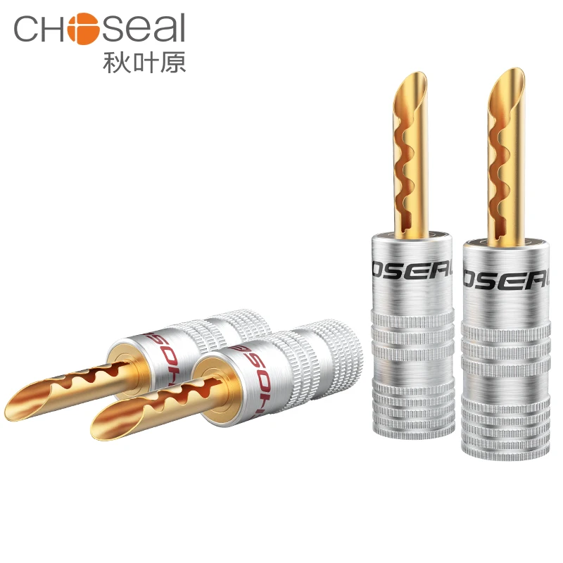 CHOSEAL Banana Plugs for Speaker Wire 24K Gold Plated Banana Adapter Connector for Speaker Cable Home Theater Amplifiers 4PCS