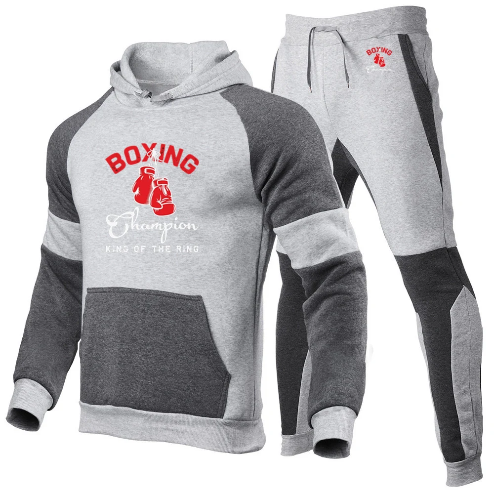 2025 Spring And Autumn Men's Hajime No Ippo Kamogawa Boxing Gym Logo Print Patchwork Designer Hoodies Long Pants Suits