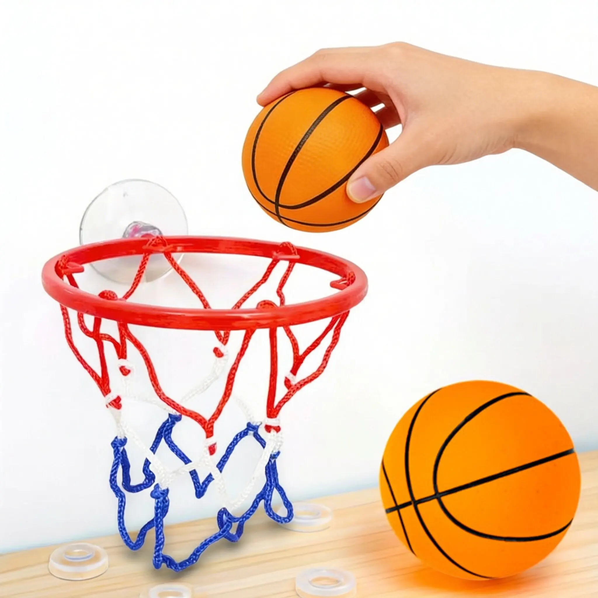 Mini Pallone Elastico in Gomma Solida, Set da Basket in Miniatura, Gioco da Tavolo per Allenamento della Coordinazione del Polso, Divertente Giocattolo per Bambini