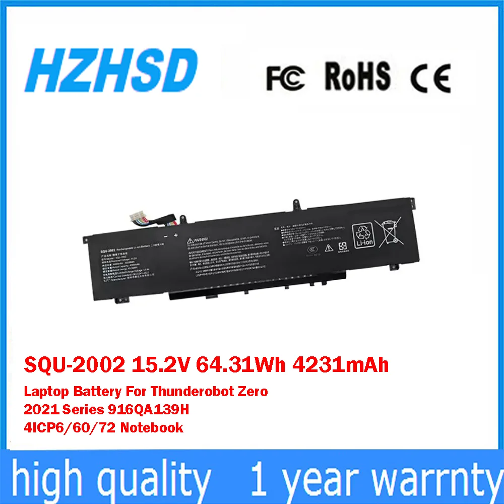 SQU-2002 15.2V 64.31Wh 4231mAh بطارية الكمبيوتر المحمول ل Thunderobot Zero 2021 Series RTX3060 916QA139H 4ICP6/60/72 دفتر