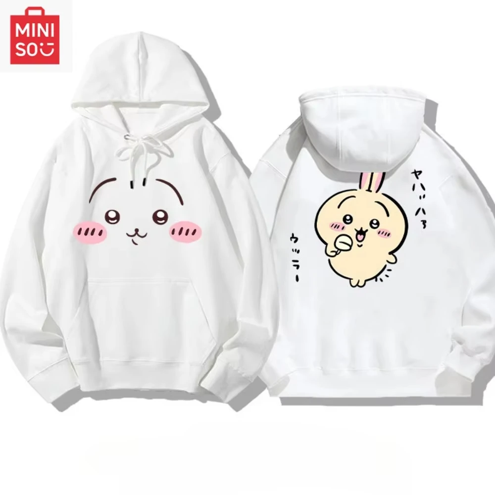 MINISO Collaboration Chiikawa مطبوعة للرجال والنساء هوديي كبير الحجم فضفاض كارتوني متعدد الوظائف فتاة عادية ولطيفة #1