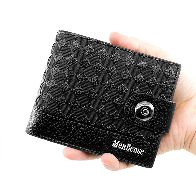 Мужской кошелек с бриллиантами, короткая магнитная кнопка, карман для монет, противоугонный многофункциональный кошелек, легкий мужской молодежный кошелек из искусственной кожи