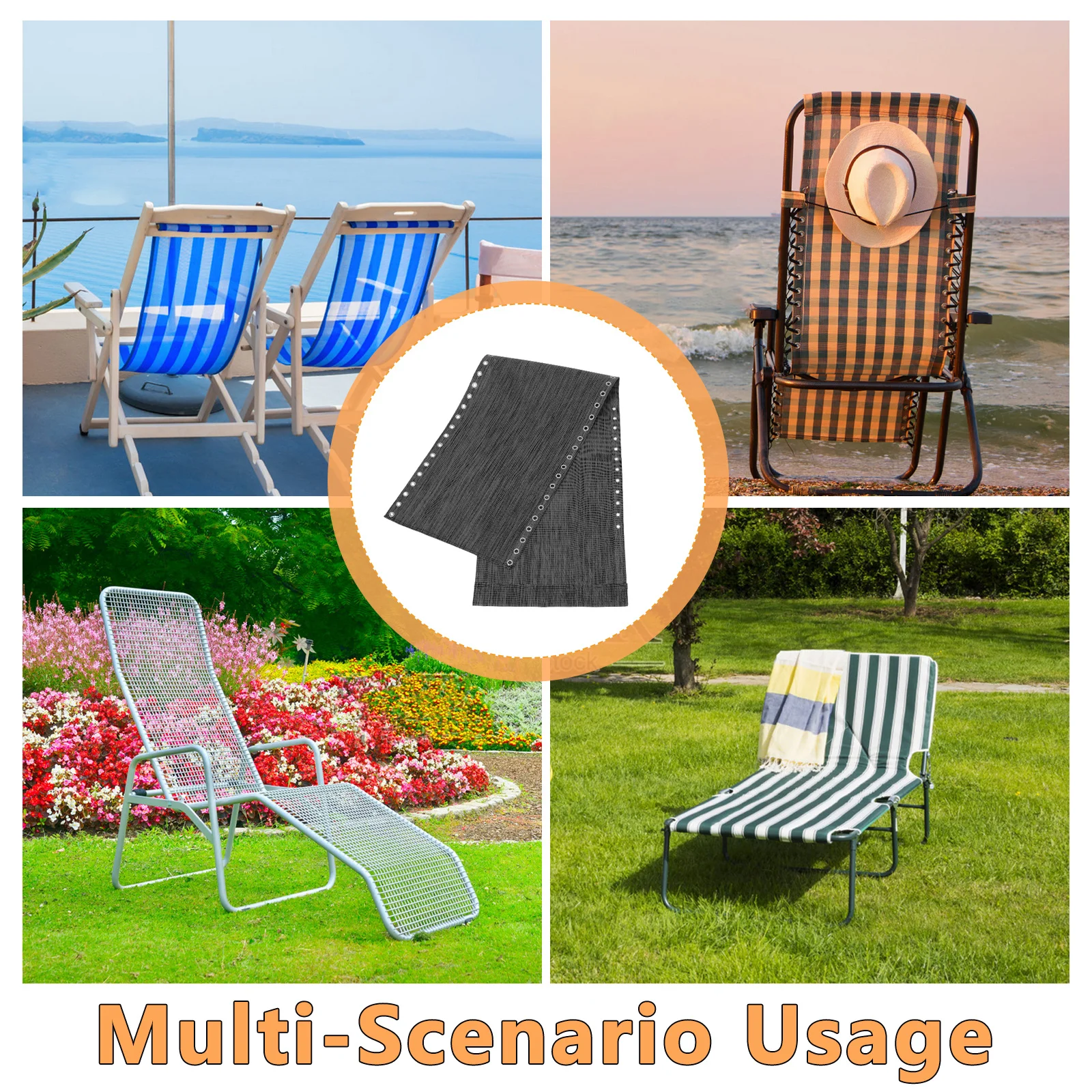 

Patio Lounge Chair Replacement Cloth Sturdy Lightweight Roll-Up Design for Yard Balcony Recliner Camping Chair Repair Accessory