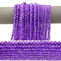 3/4/6/8mm Purple Austria Crystal Glass Beads Faceted Flat Round Spacer Loose Beads For Jewelry Making Bracelets DIY Accessories