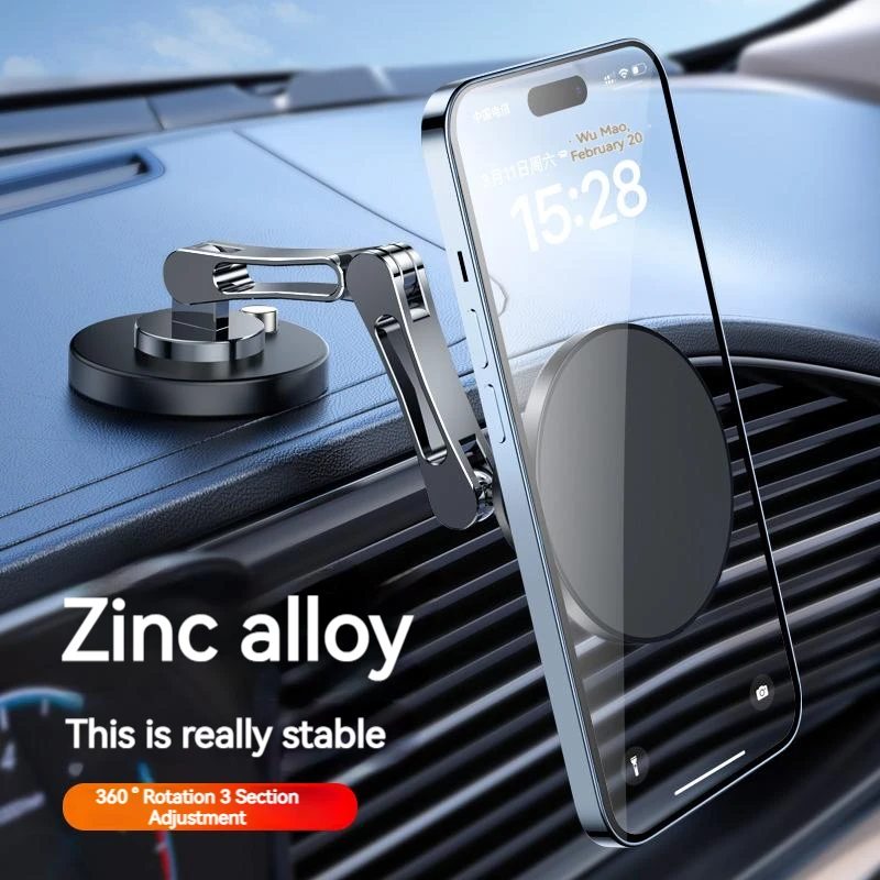 Zinc Alloy Magnetic Car Phone Holder 360 Rotation Foldable Telefono Movil Bracket for Iphone 14 13 12 Pro Max Samsung Xiaomi