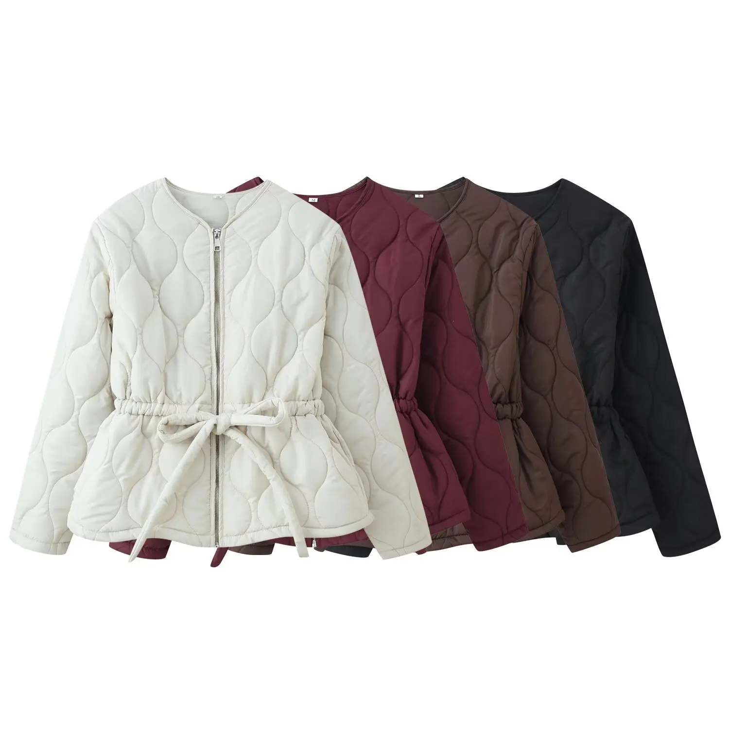 

European and American 2025 new winter products, fashionable waist-slimming slim and light cotton round-neck cotton clothes