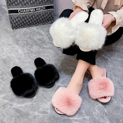 Winter Warm Fashion Cheap Women's Indoor Fluffy Fur Slipper Slider Home Slippers Women's Quick Shipping Spring