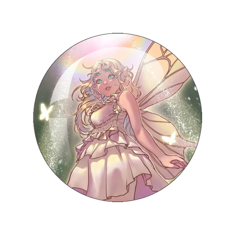 Melanie Martinez Fairy Girl Y2K Pattern Glass Cabochon 12mm-40mm Round Photo Glass Cabochon Demo Flat Back Making Findings