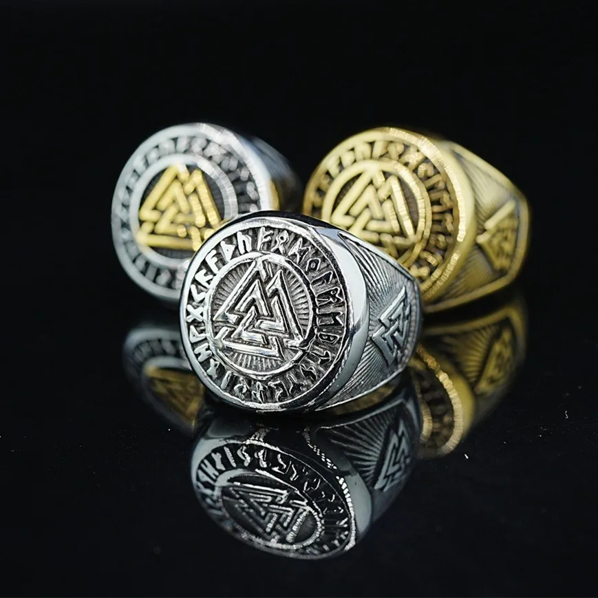 

Retro Distred Viking e Ring Bold Agive Street Hip Hop Punk Sle Men's Ring Titanium Steel Faion Jewelry