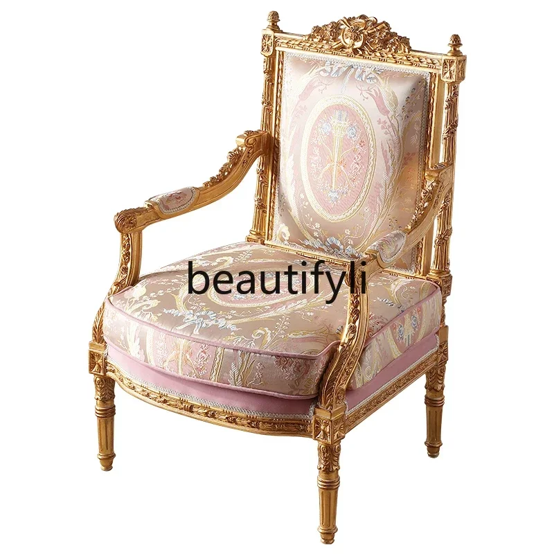

French court style fabric casual beech luxury single chair book chair European dining chair