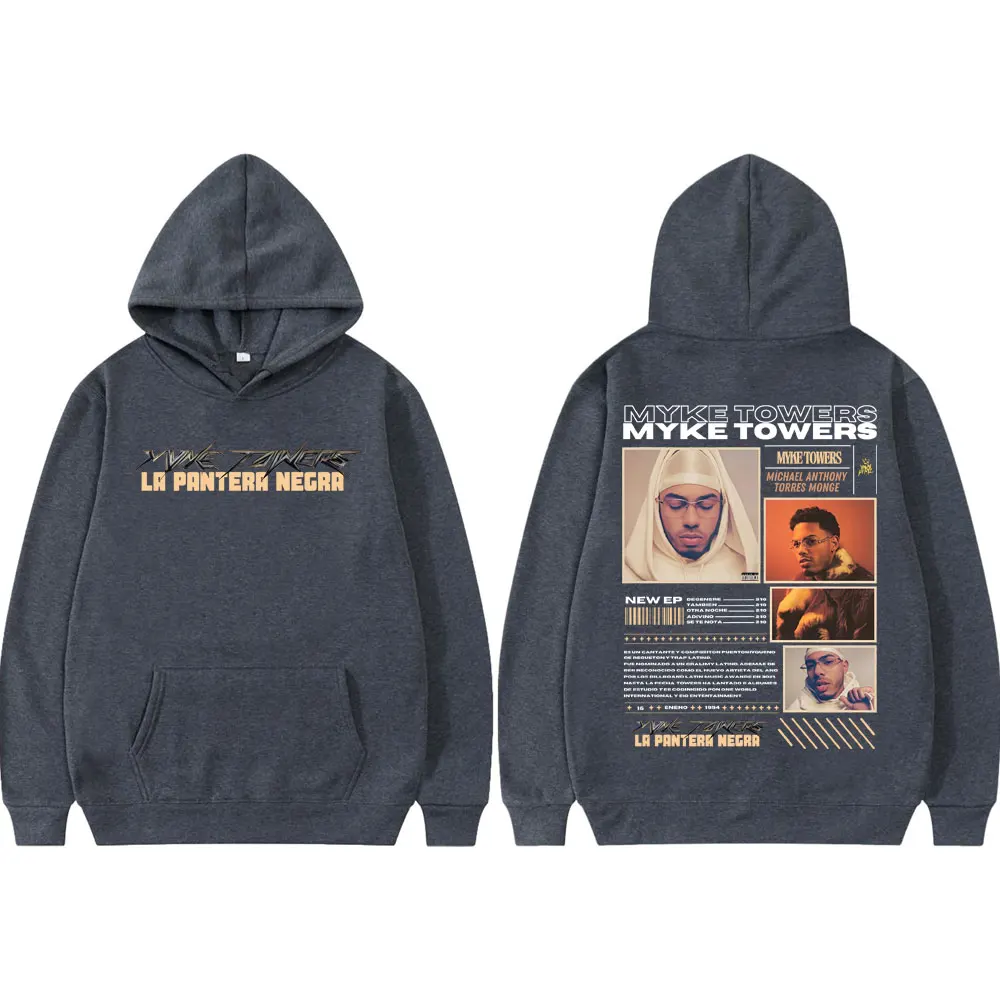 Rapper Myke Towers LA PANTERA NEGRA Tour 2025 Hoodies Music Album Poster Graphic Sweatshirts Men Women Fashion Hip Hop Pullovers