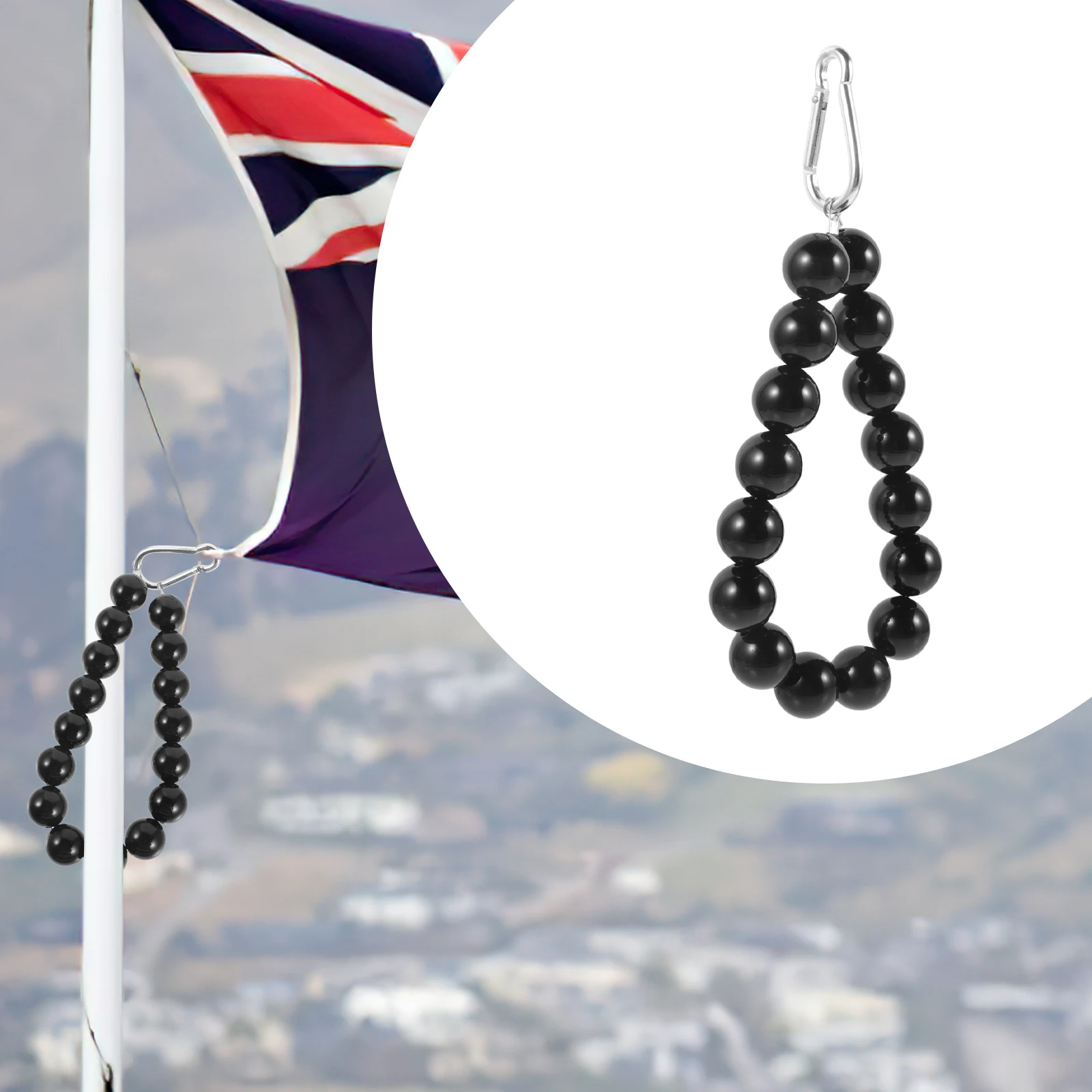  Flagpole Beaded Retainer Ring Pvc Stainless Steel Flag Pole Fixing Chain Windproof Flagpole Guide Chain  Flag Climbing Buckle