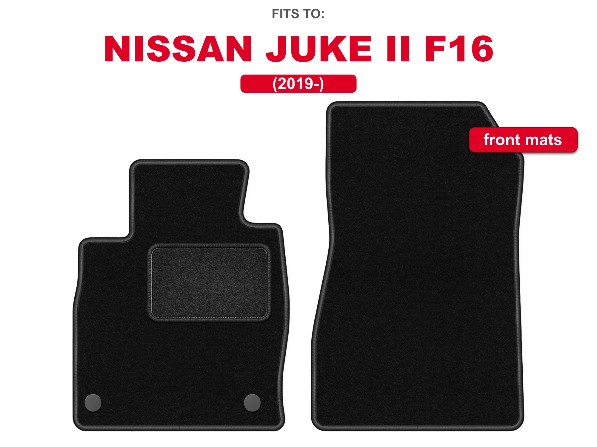 Velours vloermatten voor: 2019 Nissan Juke II F16-crossover zwarte auto voortapijtmatset voor voertuigvloer