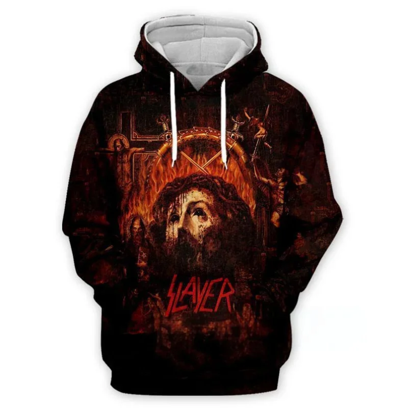 SLAYER ROCK Hoodies ผู้ชาย 3D พิมพ์ Hoodie ผู้ชายผู้หญิงเสื้อกันหนาว Casual ขนาดใหญ่ Hip Hop เสื้อผ้า Streetwear แฟชั่น Hoodie