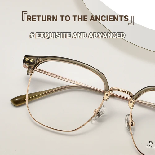 Imagen 2 del producto VICKY, gafas de receta Unisex graduadas personalizadas de titanio de alta calidad, gafas de lectura con luz azul a la moda para mujer y hombre 8151