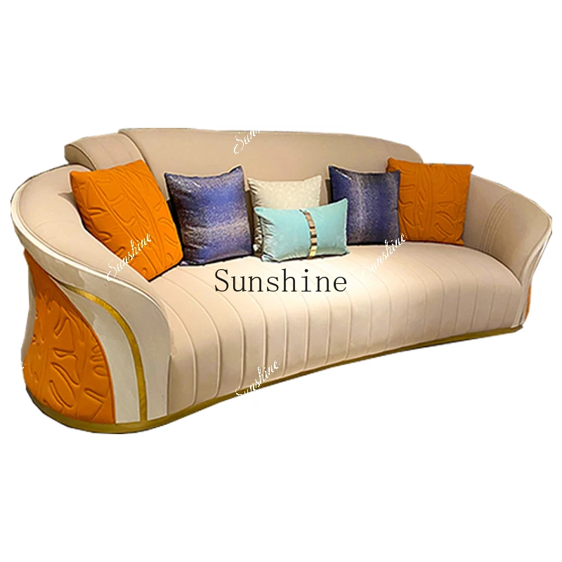 Light luxury ingot sofa leather high-end luxury villa large apartment  TF