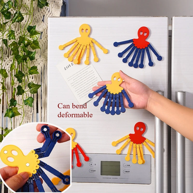 

2pcs Creative and Fun Flexible and Versatile Octopus Refrigerator Magnets Cute Magnet Fridge Photo Message Decorative