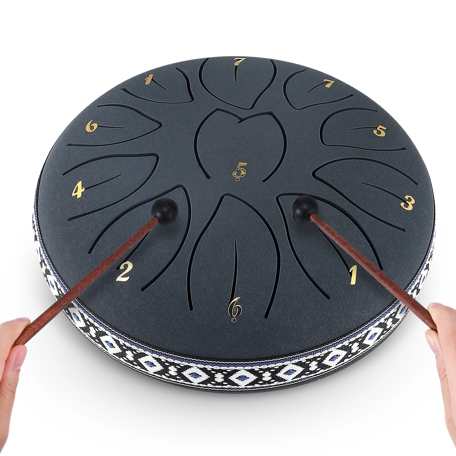 Tambor de lengua de acero al carbono de 6 pulgadas y 11 notas, instrumentos de percusión, mazos de tambor de lluvia para exteriores, libros de música, bolsa de almacenamiento para púas de dedo