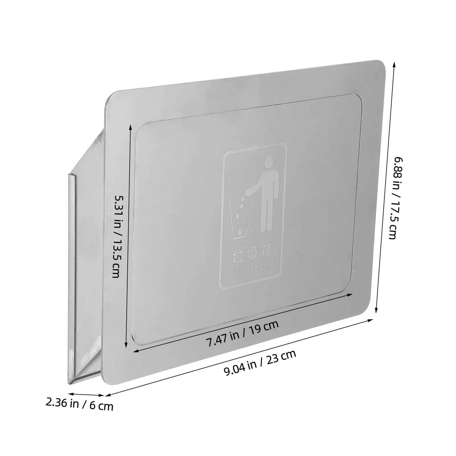 Stainless Steel Trash Chute Lid Side Mounted Inward Bathroom Cabinet Built-in Garbage Bin Cover Space Saving Trash