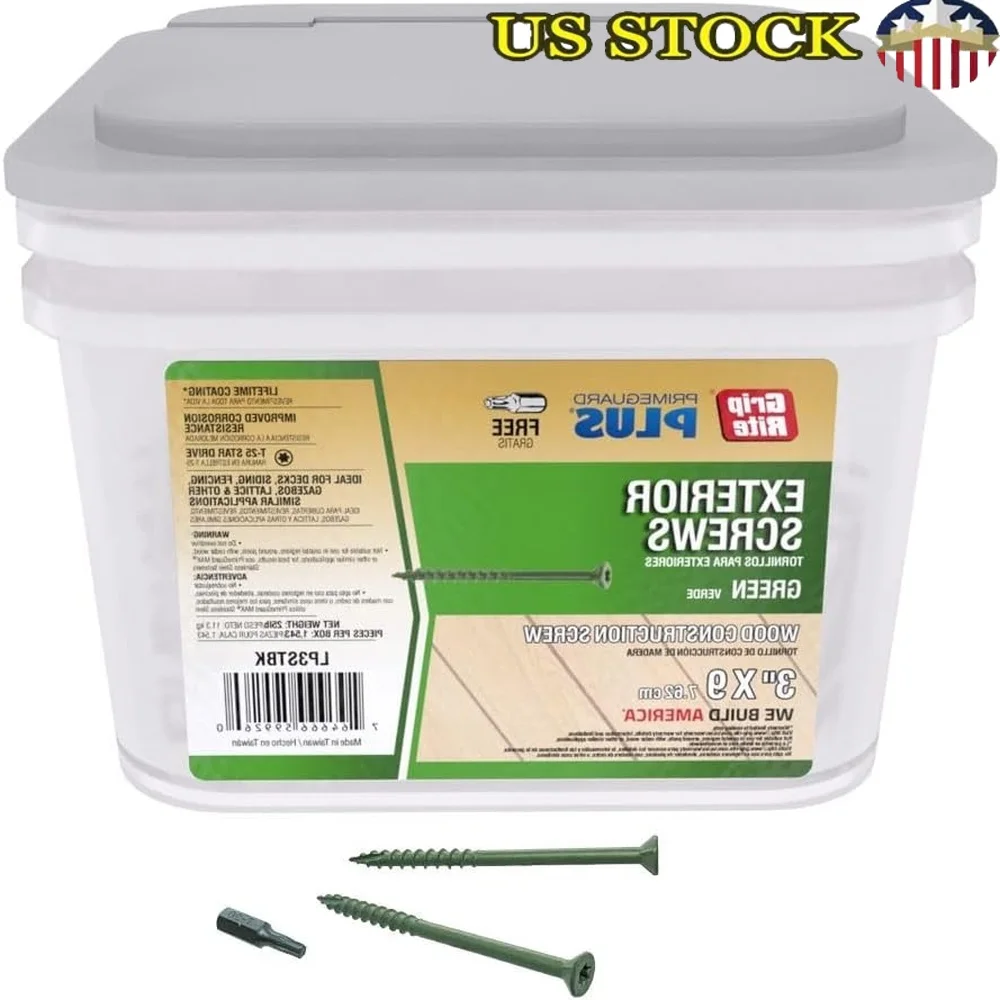 

PrimeGuard Plus No 9 Green Star Flat Head Deck Screws Type 17 Point Bugle Head Polymer Coated Alloy Steel 25lb Pack Exterior Use