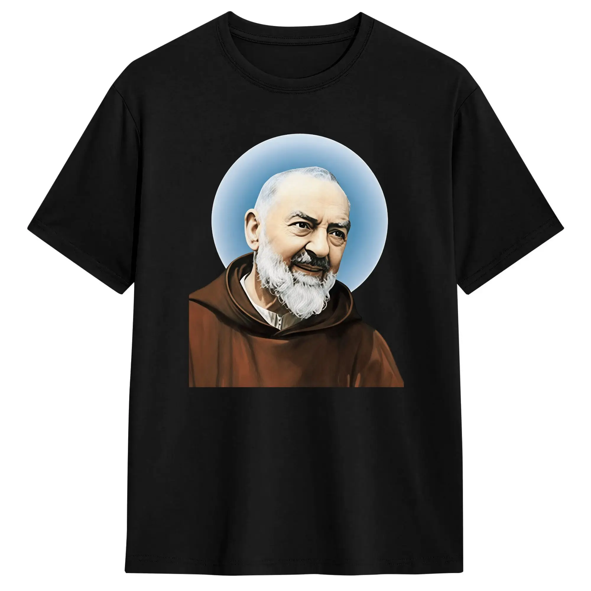 Saint Padre Pio Pray For Us T Shirt Beach  Cotton T-Shirts For Man Popular Printed Tee Shirt Short Sleeve Streetwear Clothing