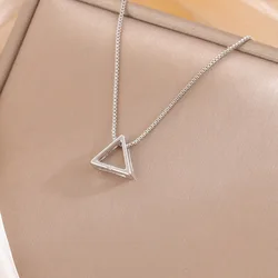 Uini-Tail hot new 925 Tibetan silver triangle necklace female Korean small fresh geometric triangle pendant jewelry  XL206