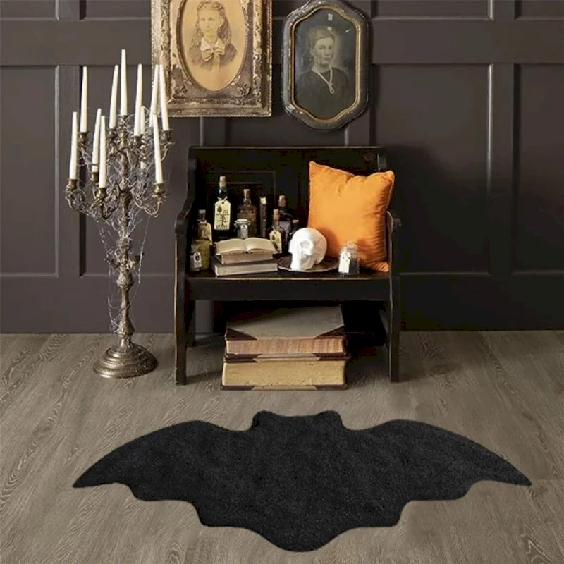 VIKAMA Halloween Bat Black Shadow Printed Floor Mat, Entrance Non Slip Floor Mat, Soft Carpet, Home Decoration