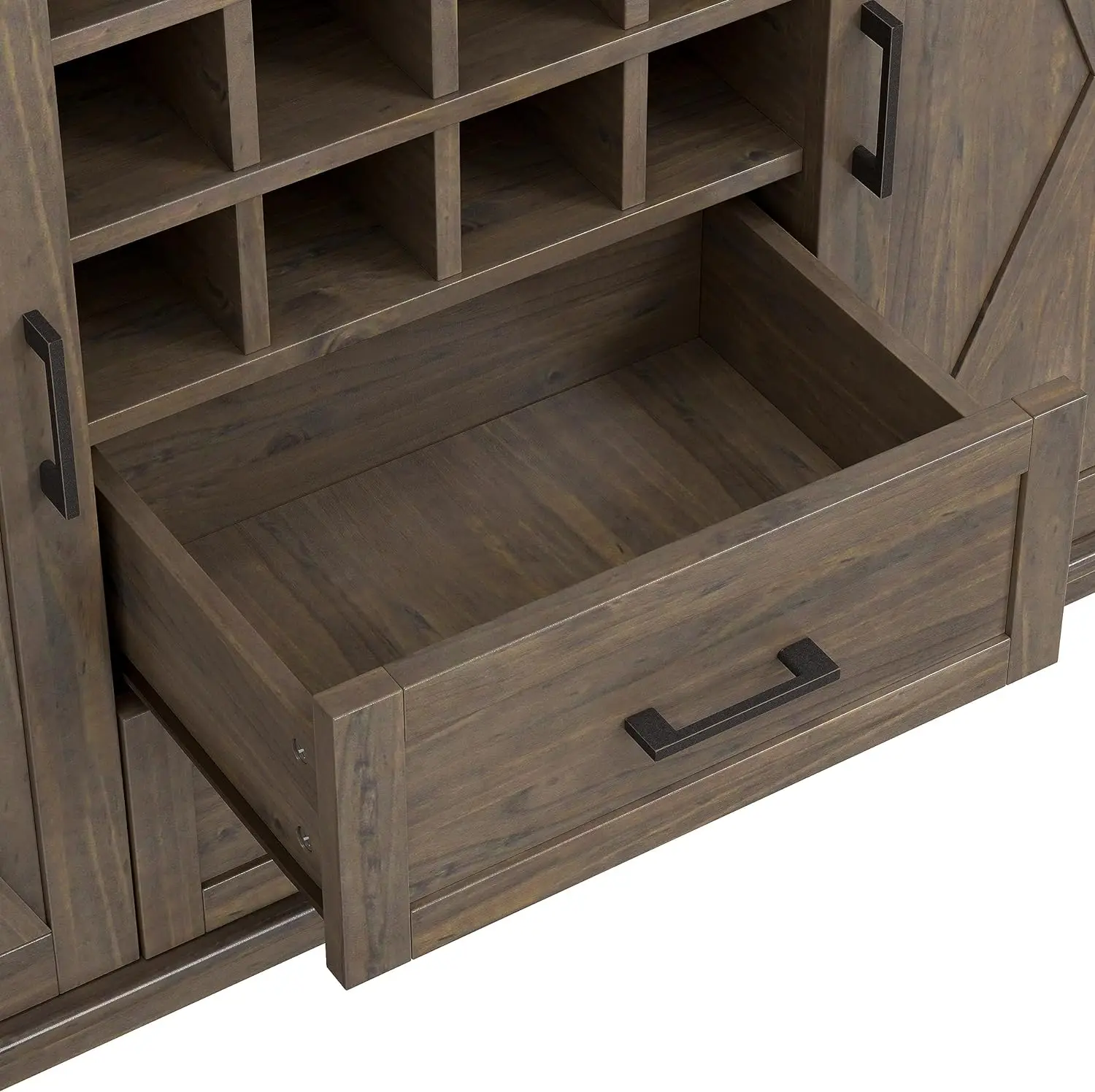 Smoky Brown Aparador Buffet Cabinet com Portas, Coffee Bar, Prateleira para Vinho, Cozinha, Sala de Jantar, Corredor, Aparador 54"