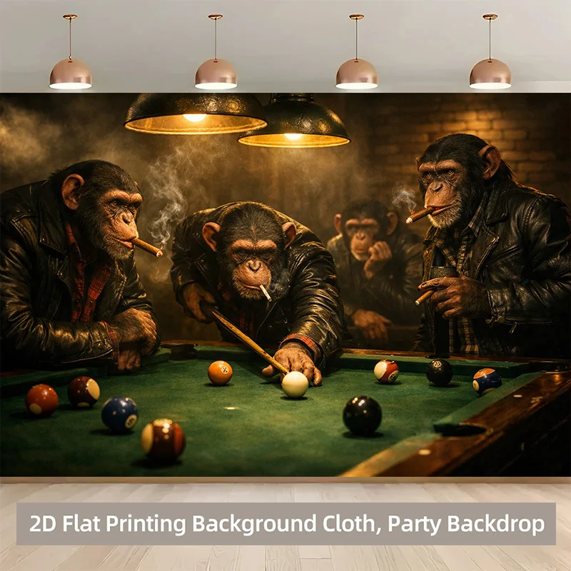 Vintage Monkey Poker Casino Tapestry Wall Hanging Polyester Backdrop Jungle Game Background Decor for Party Home Decoration Art - view 2