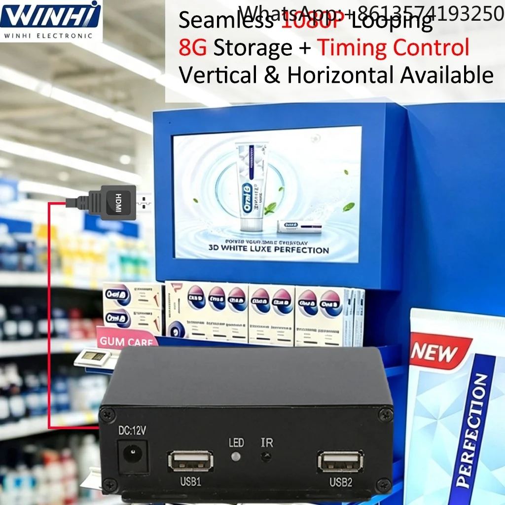 Full hd Decode 8G Nand Flash Split Screen Ad Equipment Auto Play Media Player Box