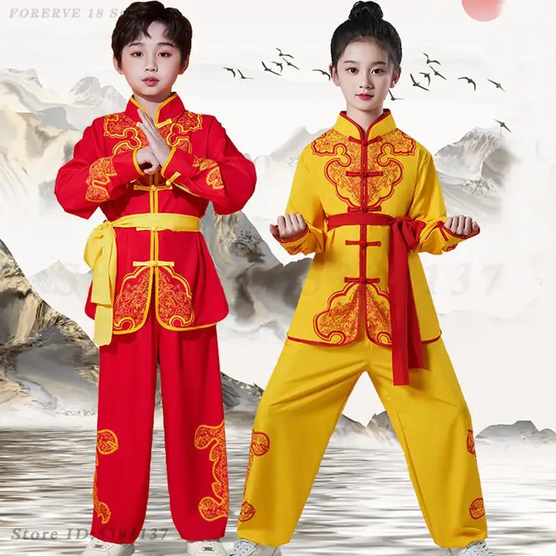 

Kids Girls Boys Kung Fu Uniform Martial Arts Tai Chi Clothes Men Women Chinese Traditional Wushu Sets Stage Performance Costume