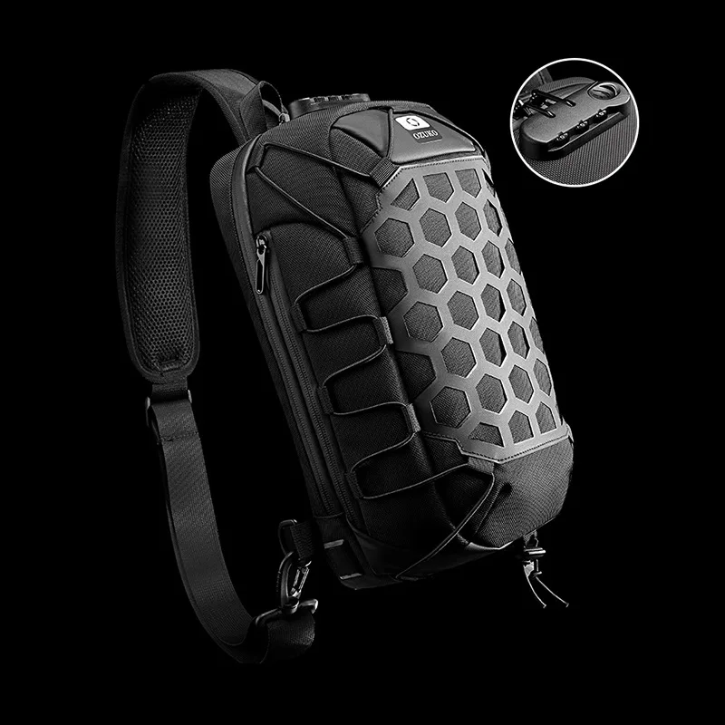 Ozuko masculino anti-roubo crossbody sacos masculino à prova dwaterproof água carregamento usb pacote de peito viagem curta mensageiro estilingue