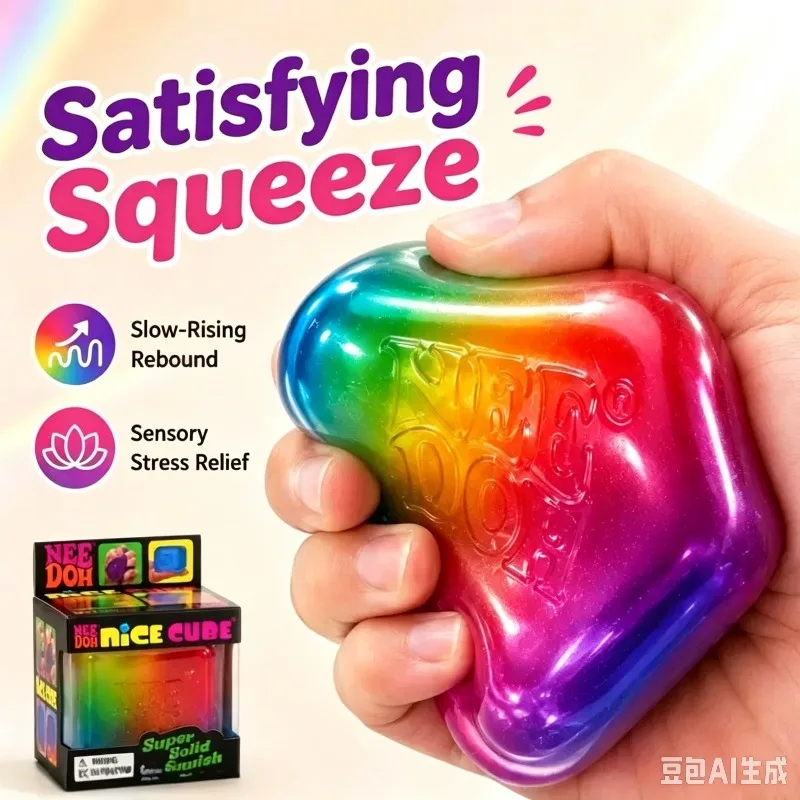 Nee Doh Nice Cube Entspannungsbox Regenbogen-Jelly Squeeze Pinch Musik Hyperaktivitätsstörung Autismus Sensorisches Entspannungsgeschenk – Detail 5
