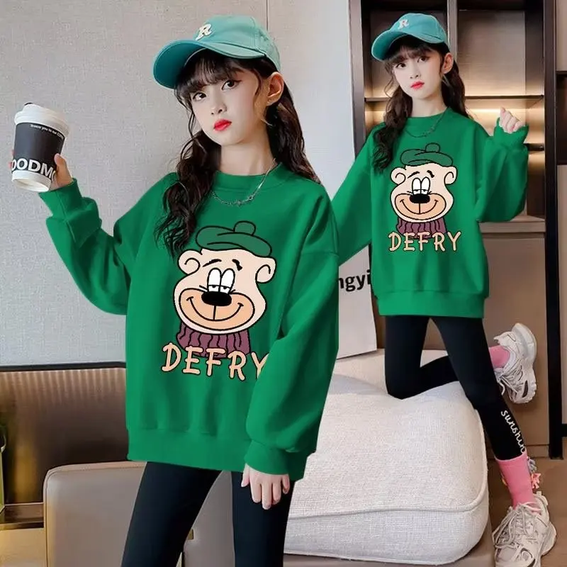 Kids Clothes Girls Spring & Autumn Fashion Casual Sweatshirts New Kids Clothes Interest Cartoon Print O-Neck Pullover Children's