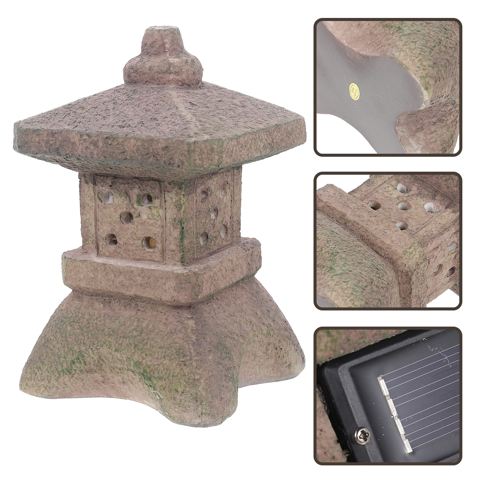 

Pagoda Lantern Resin Outdoor Statue Landscape Decorative Resin Craft Yard Decor Solar Fence Light Garden Ornament Outdoor