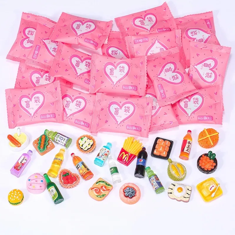 Bolsa de Juguetes de Comida en Miniatura de Estilo Aleatorio, Mini Modelos de Juguetes de Simulación, Aperitivos de Supermercado, Bebidas, Botellas de Vino, Joyería, Pequeños Adornos