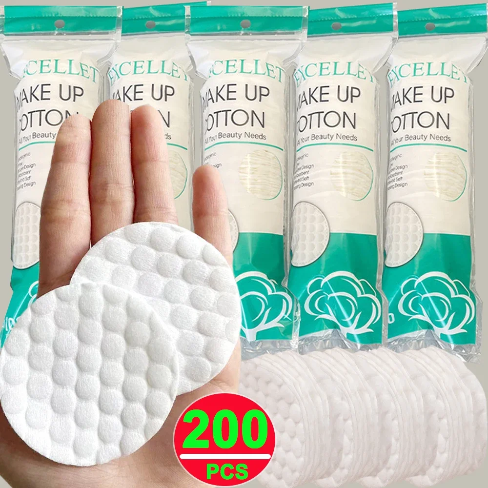 200pcs Cotton Pads Disposable Clean Cotton Face Nail Polish Remover Round Soft Face Cleansing Remover Cotton Pads Makeup Tools