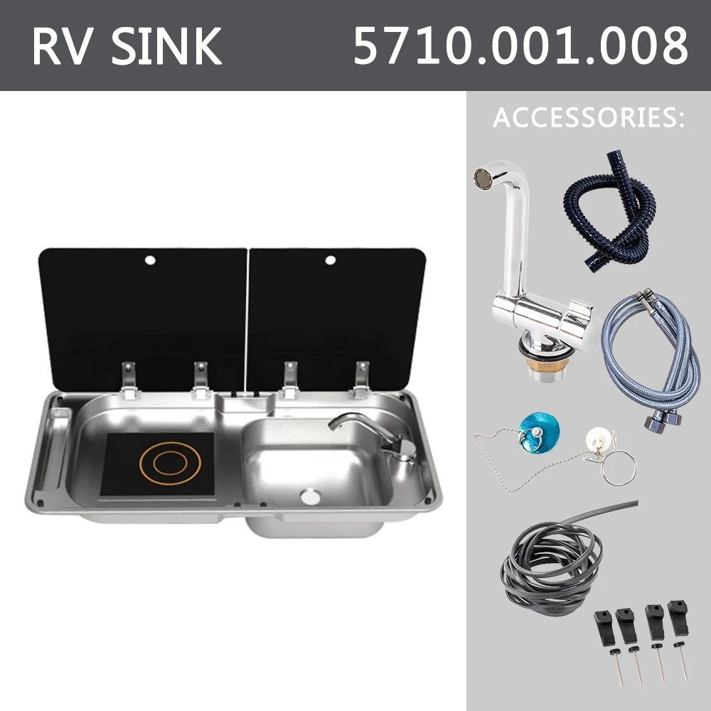 

Durable Stainless Steel RV Sink with Induction Cooker for Motorhome Camper Van