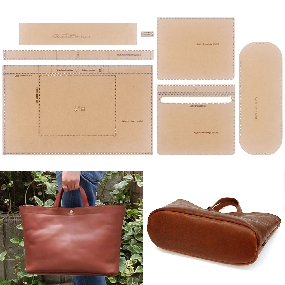 

1Set Large-Capacity Minimalist Women's Handbags - Kraft Paper Template, DIY Leather Handmade Crafts - Sewing Template with Holes