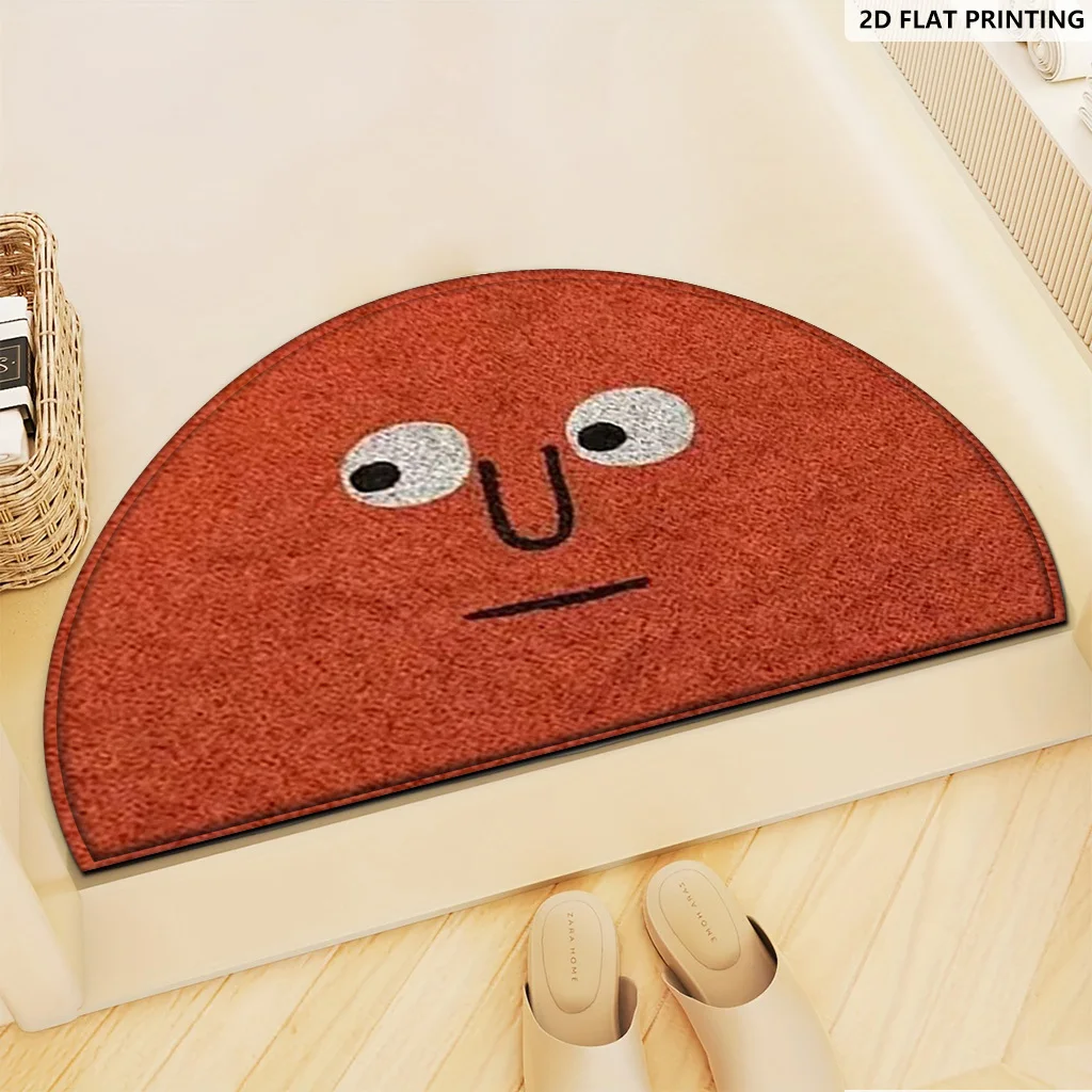 VIKAMA Orange Cartoon Carpet Semi-Circle Door Mat Bathroom Mat Welcome Mat Rug For Bedroom Carpet For Living Room Home Decor