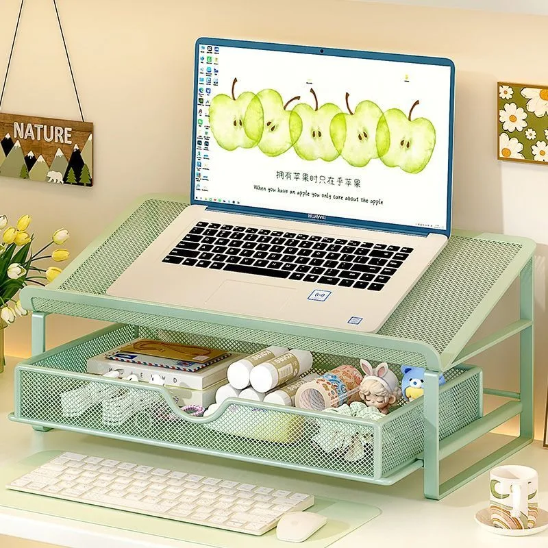 Laptop support frame with elevated home heat dissipation base, barbecue grill, metal desktop, suspension bracket.