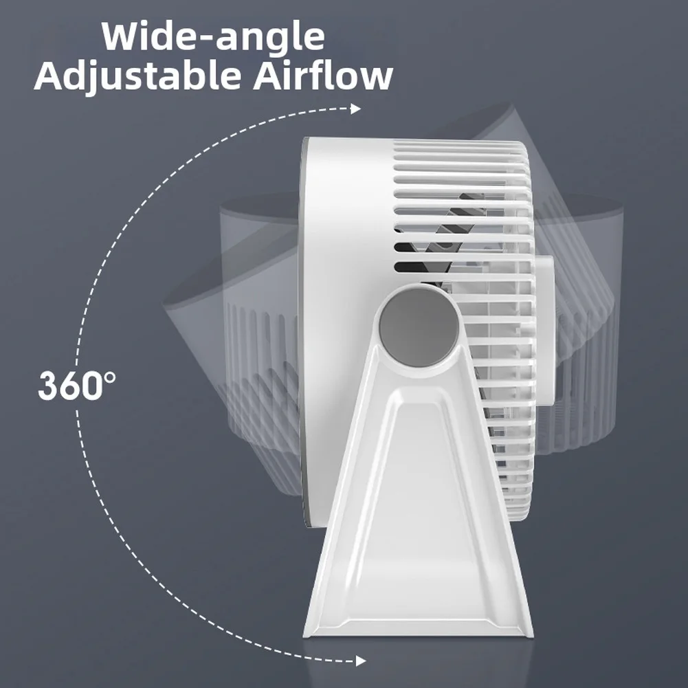 USB Rechargeable 5-Speed Desktop Fan with Silent Motor 36dB to 45dB Night Light and Aromatherapy Compatibility