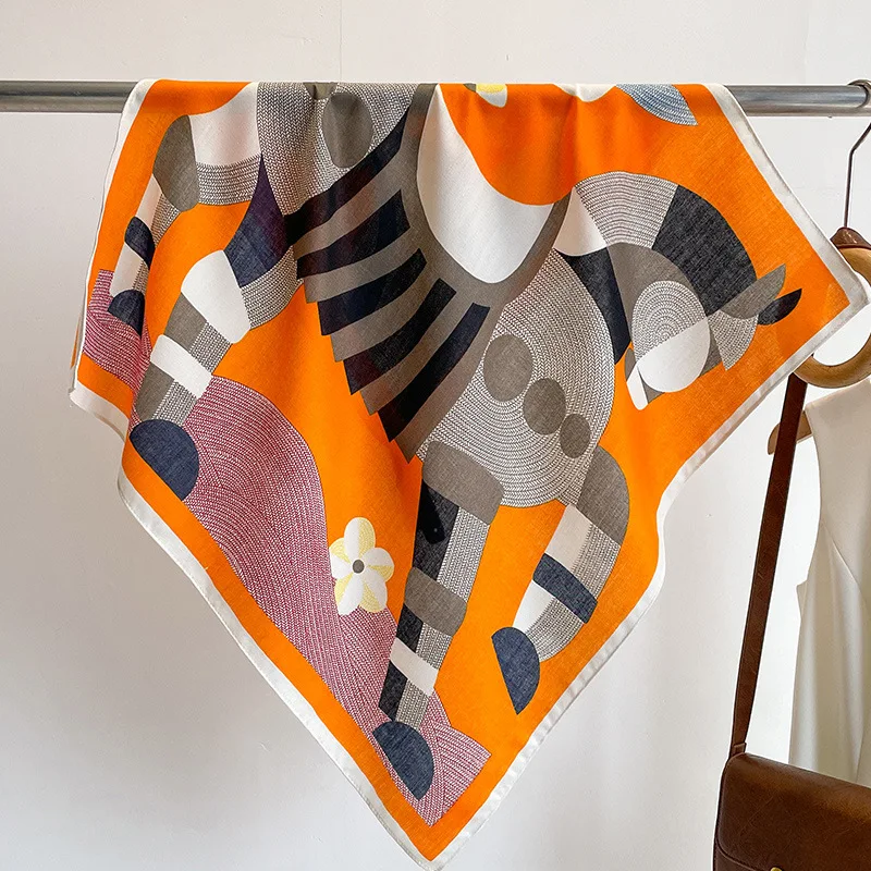 Oranje Paisley Hoofddoek 70x70cm Katoen Linnen Vierkante Sjaal voor Vrouwen Lichtgewicht Haar Bandana Shirt Match