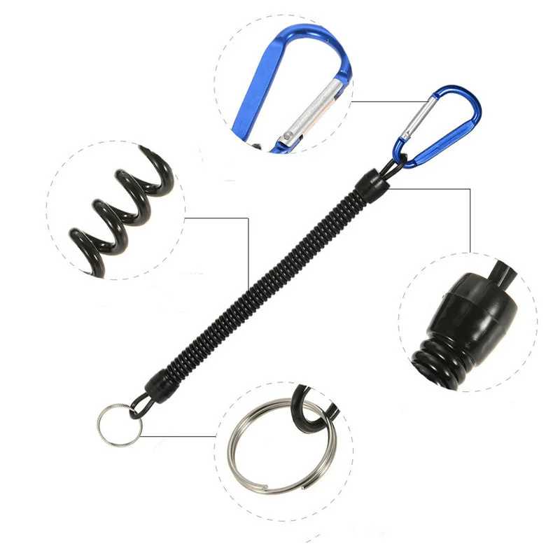 1PC Tactical Lanyard Spring Rope Outdoor Hiking Camping Anti-lost Phone Keychain Molle  Backpack Attactment Spring Strap