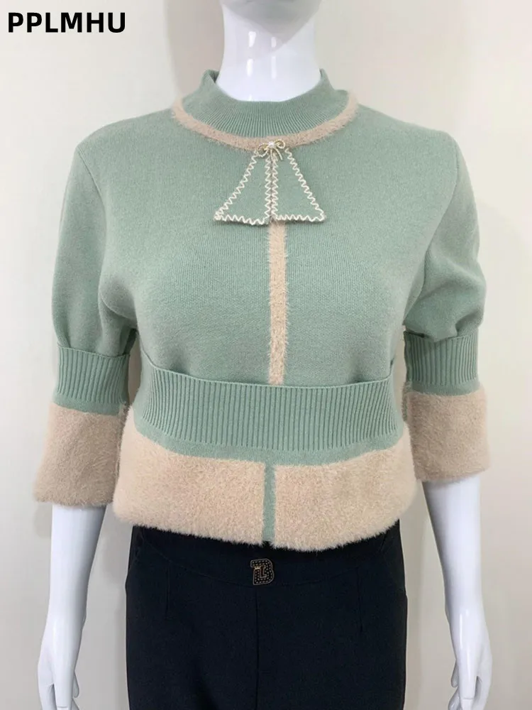 

Женский повседневный мягкий теплый вязаный свитер, плюшевый утолщенный джемпер с круглым вырезом, новый джемпер Sueter, корейский модный теплый топ, трикотаж, пуловер